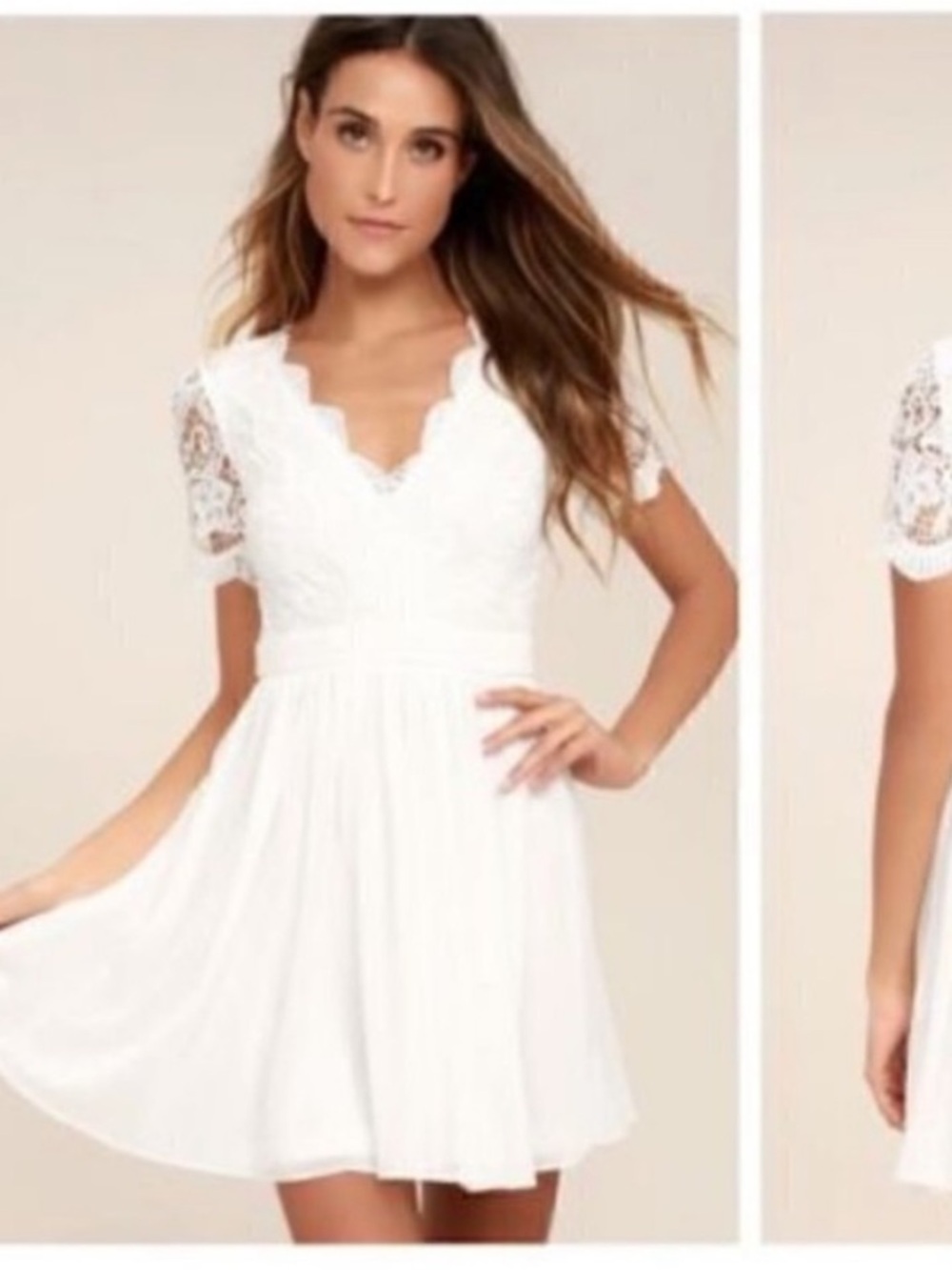 Lulus White Angel In Disguise Lace Chiffon Skirt Skater Dress Size S